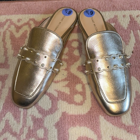 BRAND NEW STUART‎ WEITZMAN EMBELLISHED METALLIC MULE SIZE 6 1/2 - Picture 2 of 9